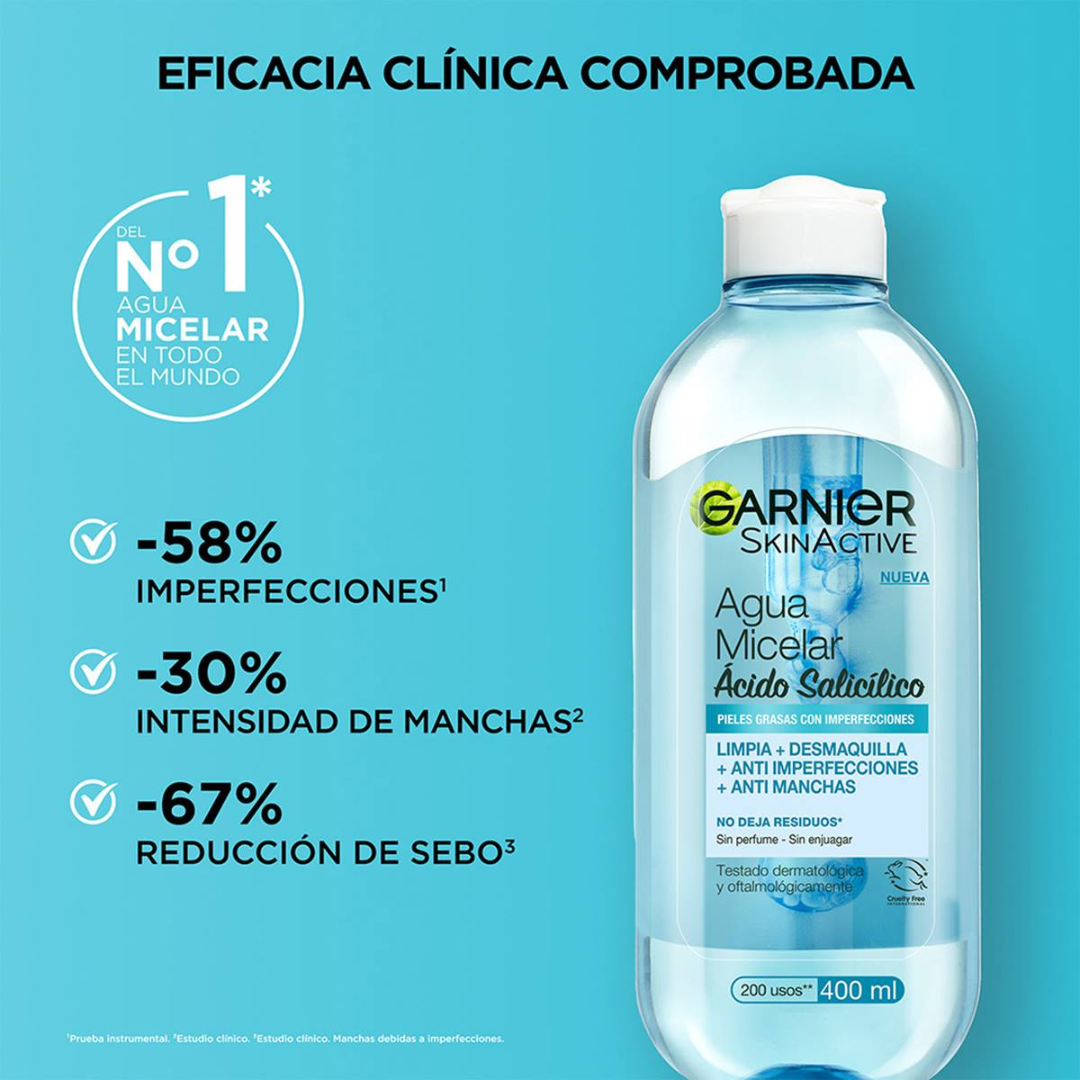 GARNIER AGUA MICELAR ACIDO SALICILICO *400ml