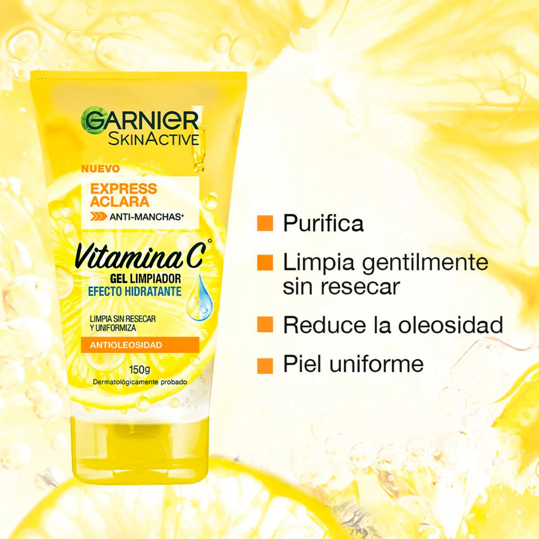GARNIER GEL LIMPIADOR FACIAL EFECTO HIDRATANTE VITAMINA C *150g