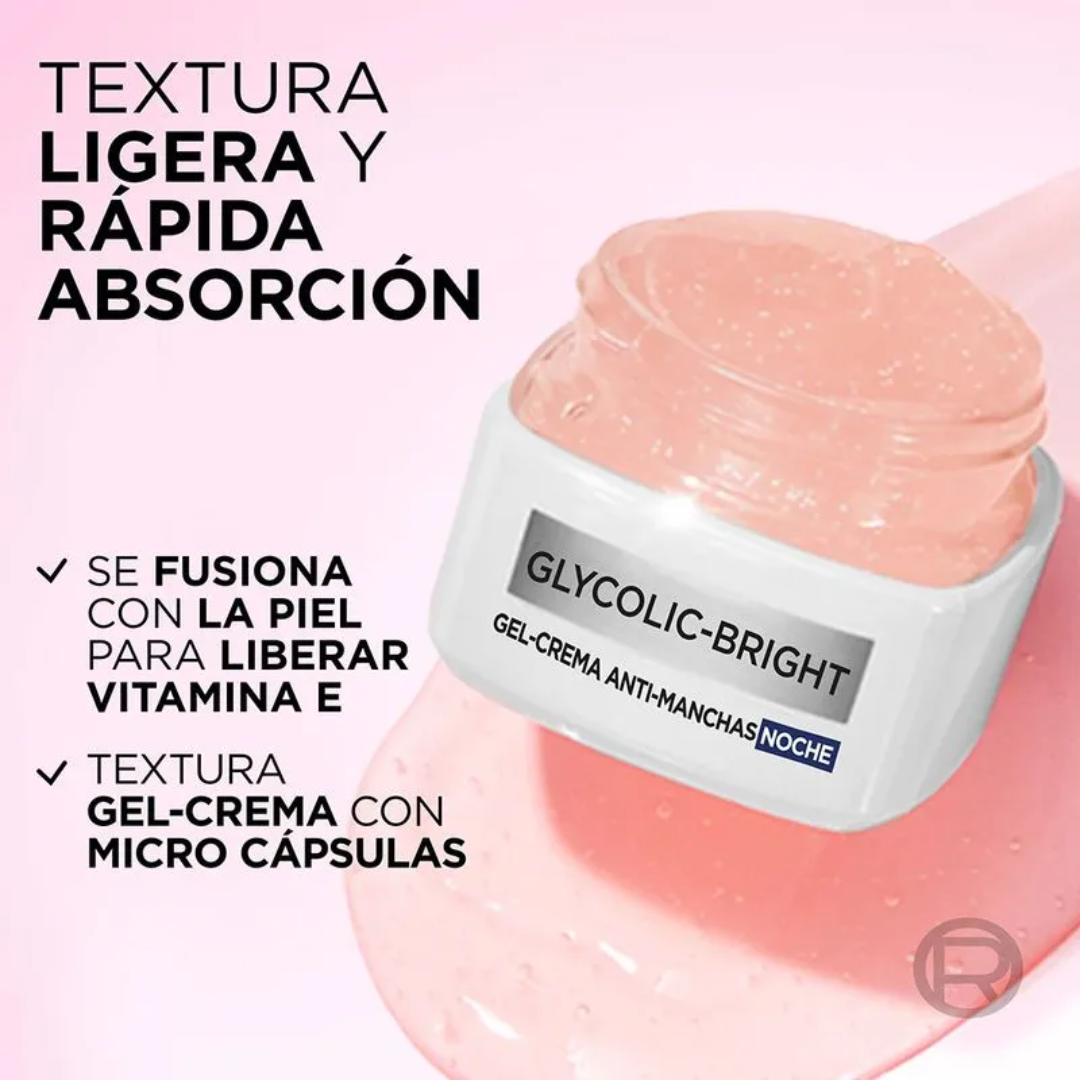 LOREAL GLYCOLIC-BRIGHT GEL-CREMA NOCHE ANTI-MANCHAS *50ml